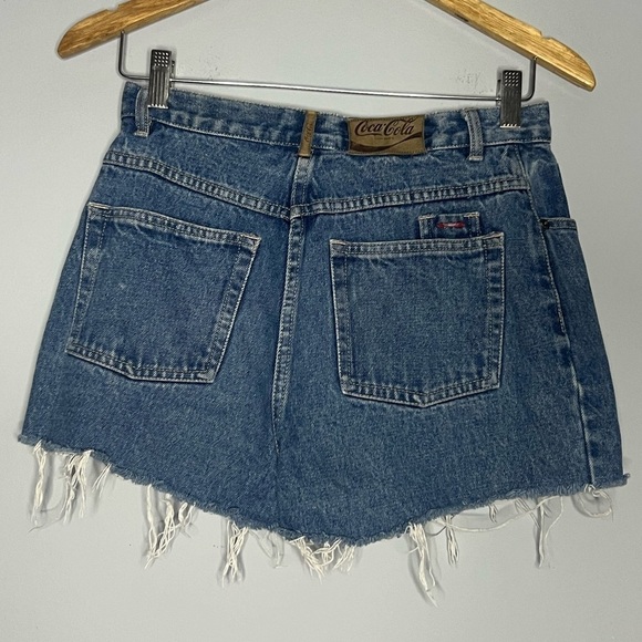 Coca-Cola Vintage Denim Distressed High Waisted Shorts 27/4 - Picture 6 of 10